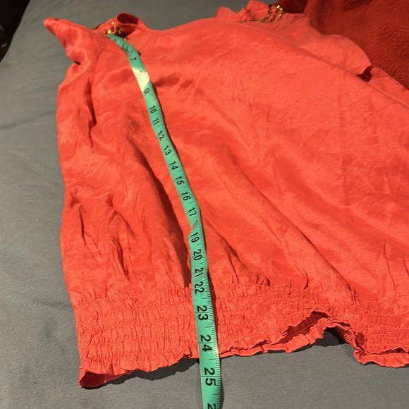 Attention beaded balloon long sleeve Rayon V neck blouse Sz L - Picture 9 of 14